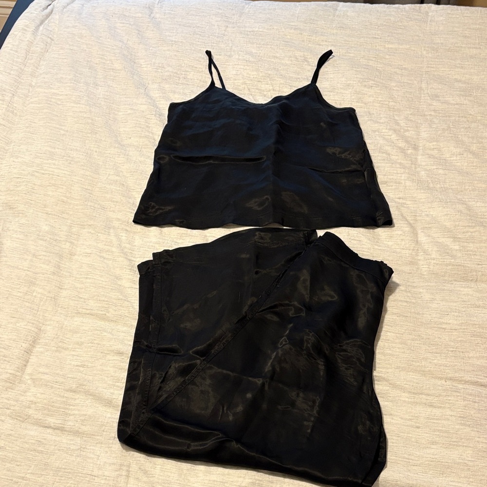 Athleta Black Satin Pajama Set